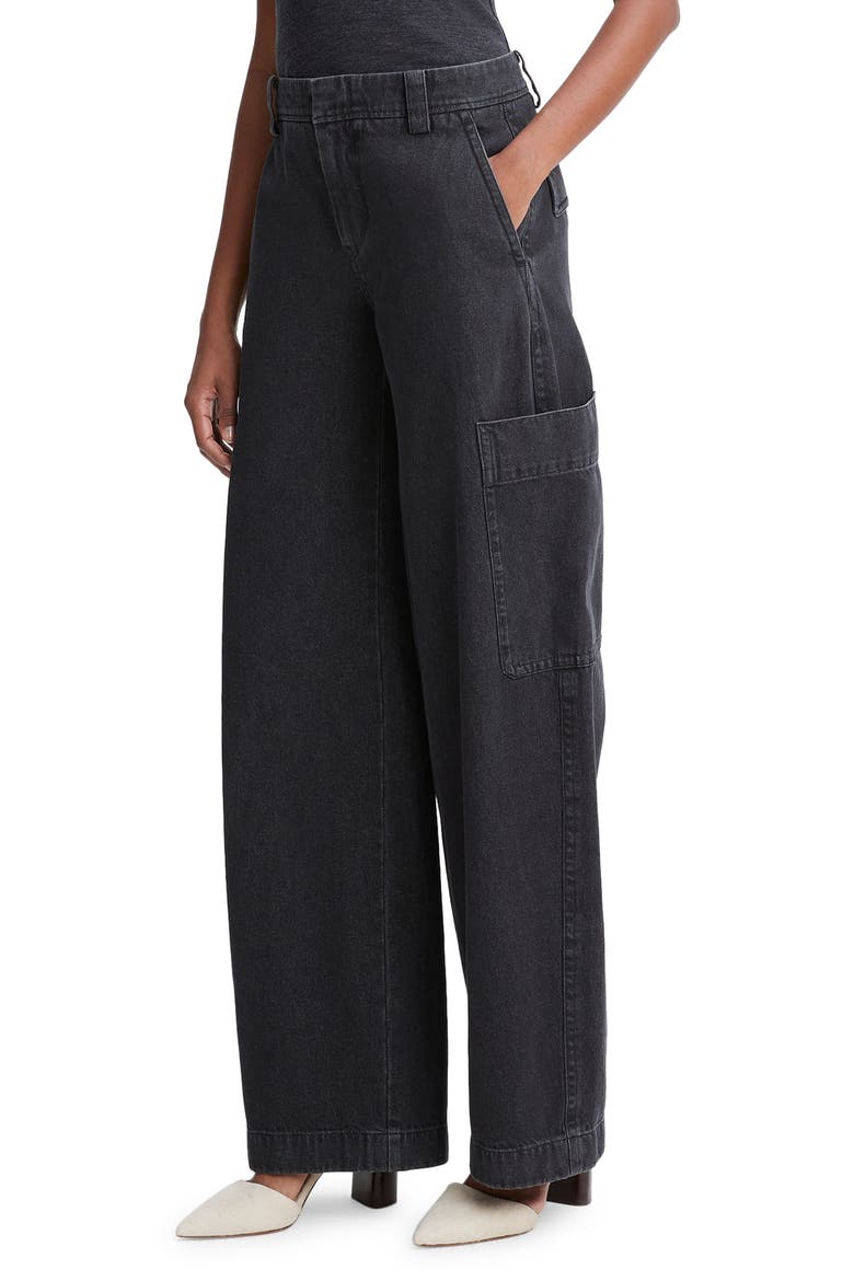 Utility Straight Leg Cargo Jeans, Alternate, color, WASHED BLACK