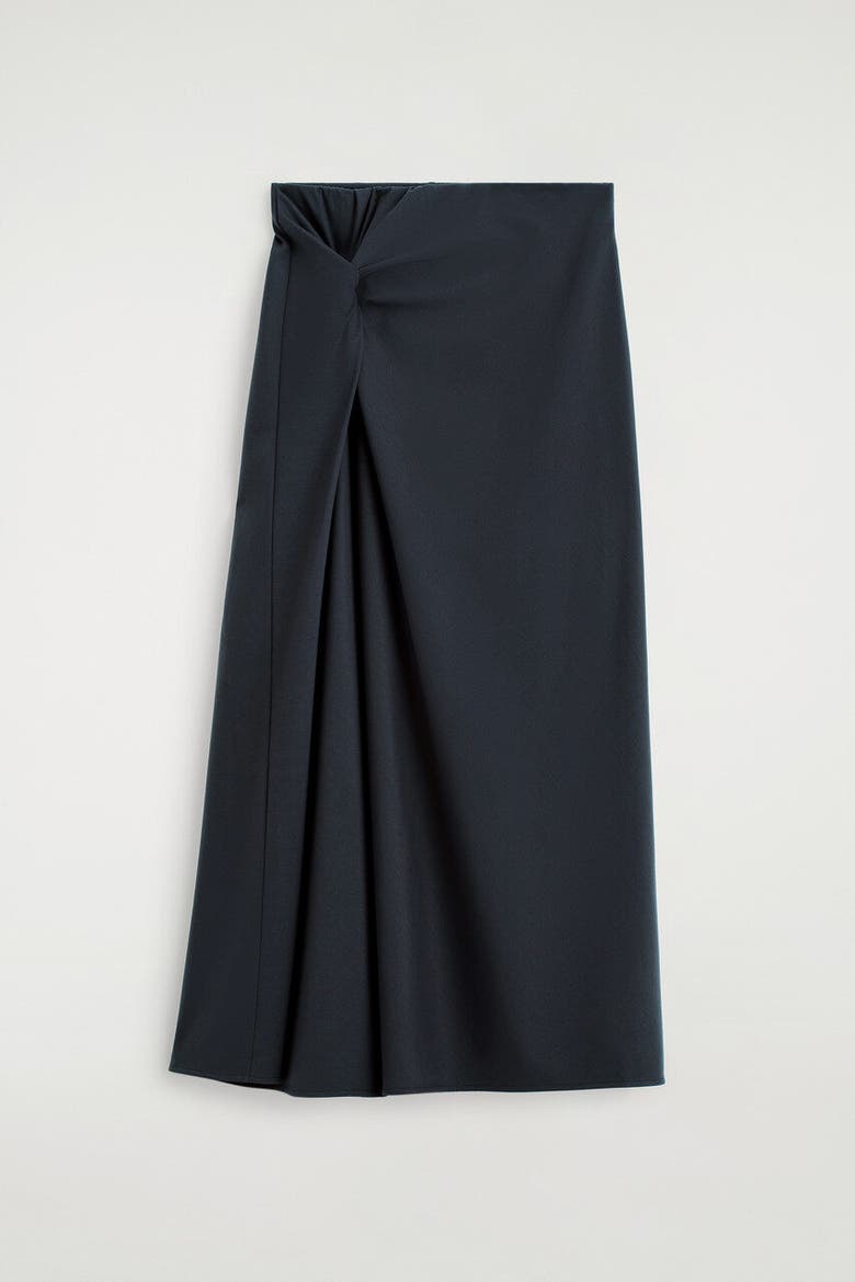 Twist-Detail Jersey Midi Skirt, Alternate, color, NAVY