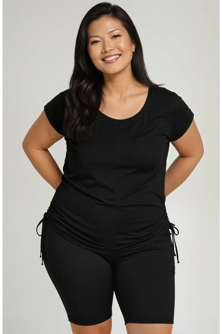 Plus Size Daphne Loose Fit Swim Top, Main, color, Black