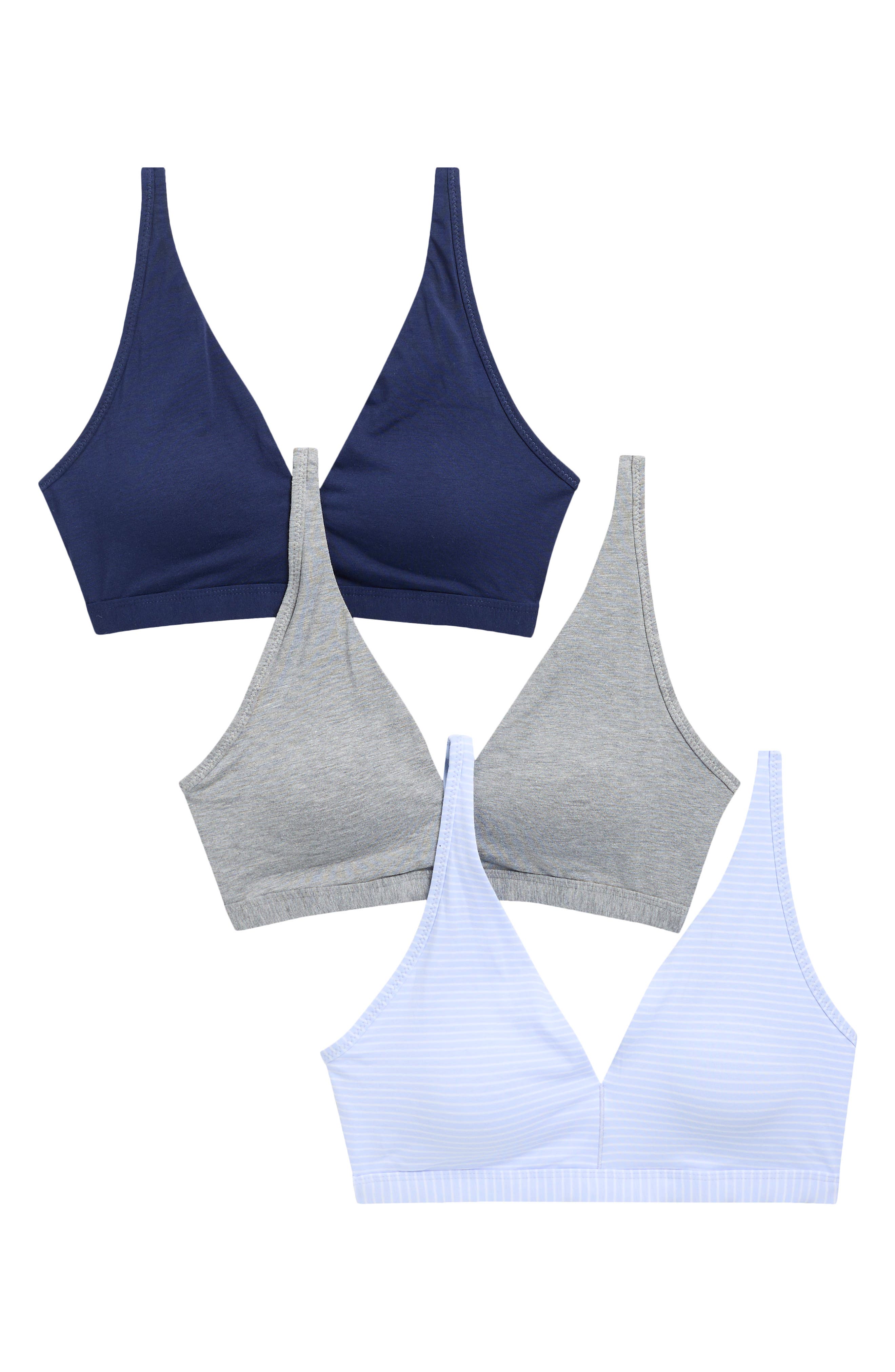 Lands' End Soft Essential 3-Pack Everyday Cotton Bralettes