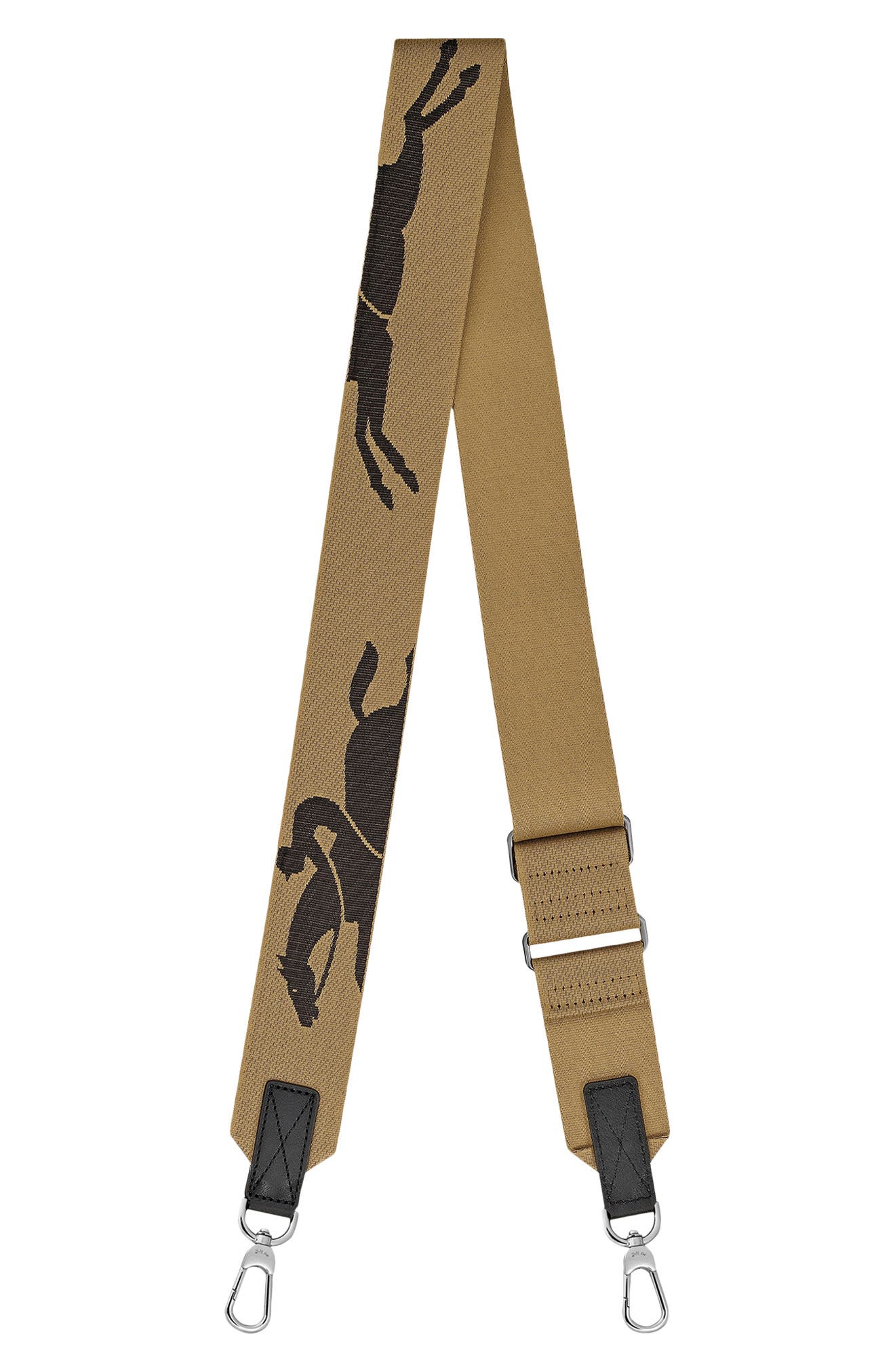 Longchamp Logo Jacquard Canvas Shoulder Strap, Main, color, Desert