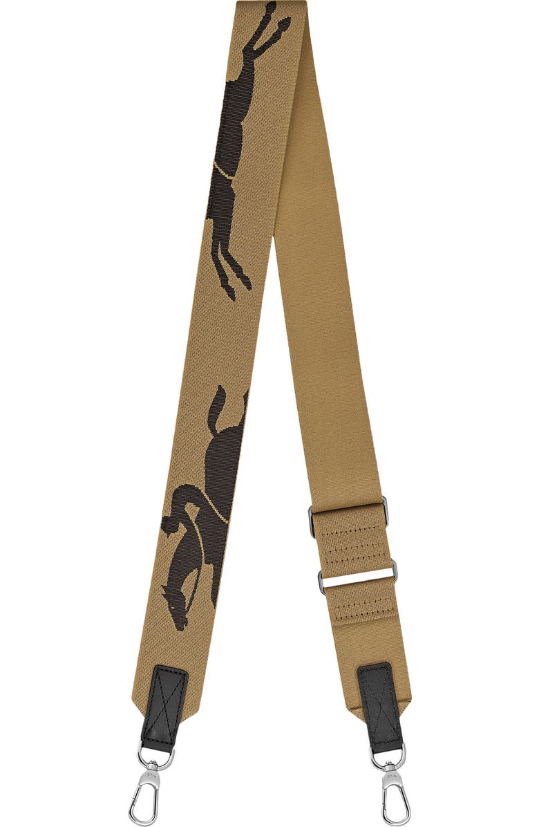 Longchamp Logo Jacquard Canvas Shoulder Strap, Main, color, Desert