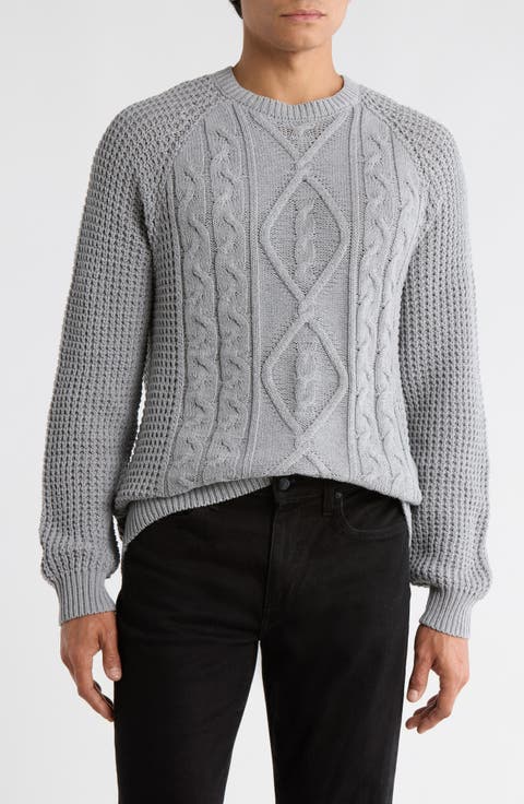 Stonewash Cable Knit Crewneck Sweater