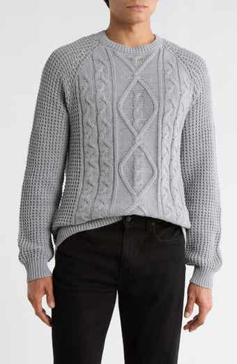 WEATHERPROOF VINTAGE Stonewash Cable Knit Crewneck Sweater