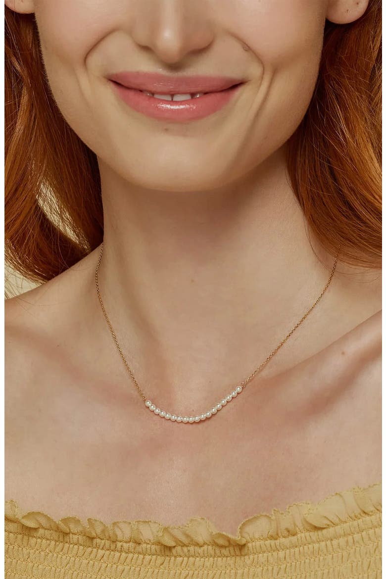 18K Gold Plated Sterling Silver Perfect Pearl Pair Necklace Set Gift Idea, Alternate, color, Gold