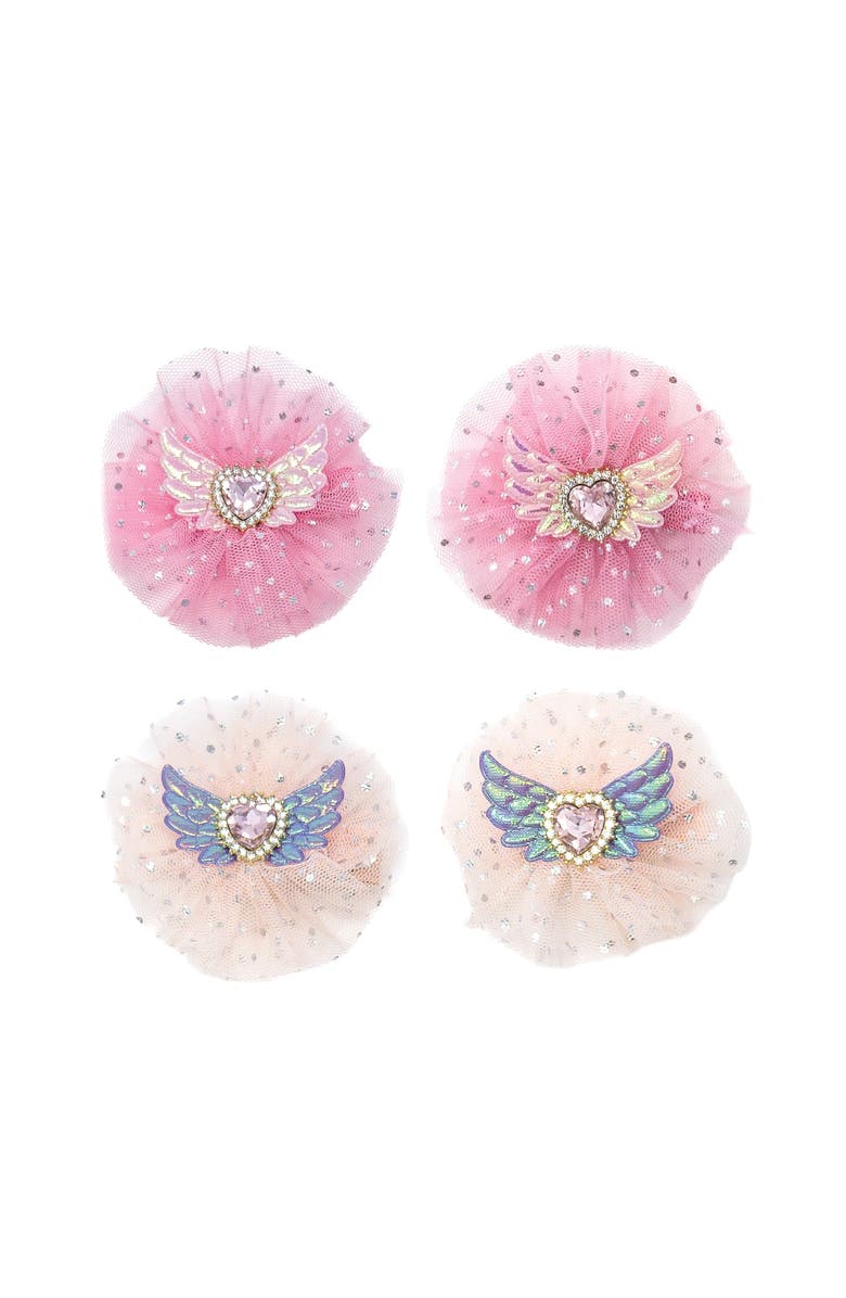 Puttisu Angel Sparkle Wings Hair Clip Set of 4, Main, color, Ivory & Rose Pink