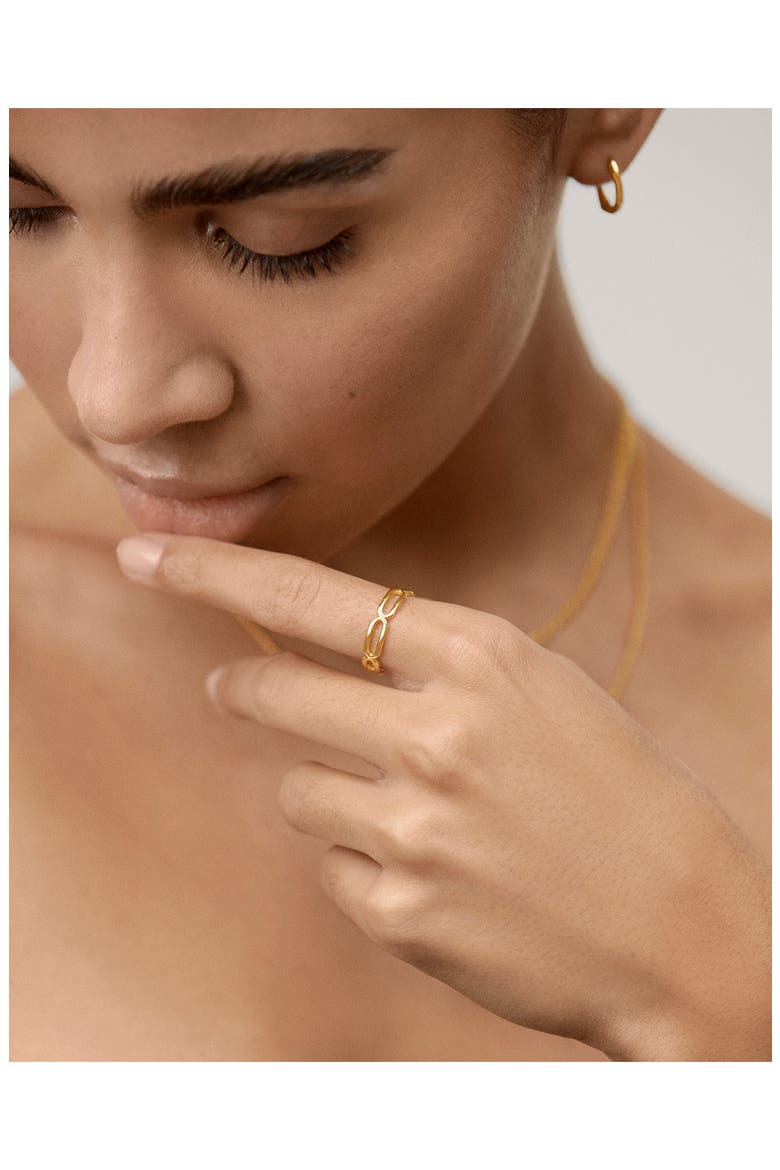 Paper Clip Stacking Ring, Alternate, color, 18CT GOLD VERMEIL/ SILVER