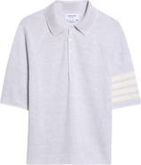 Thom Browne Linen & Cotton 4-Bar Relaxed Fit Polo