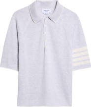 Thom Browne Linen & Cotton 4-Bar Relaxed Fit Polo