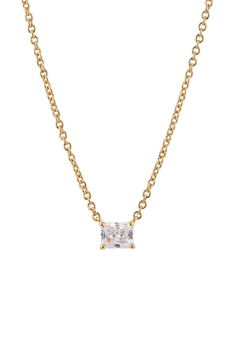Modern Luv Small Emerald Cut Cubic Zirconia Pendant Necklace, Main, color, GOLD