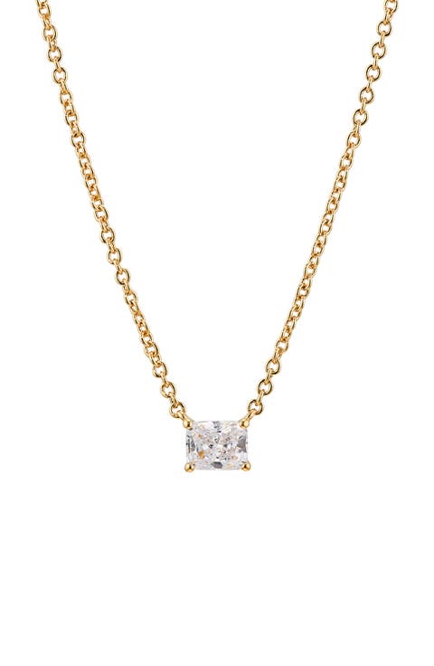 Modern Luv Small Emerald Cut Cubic Zirconia Pendant Necklace