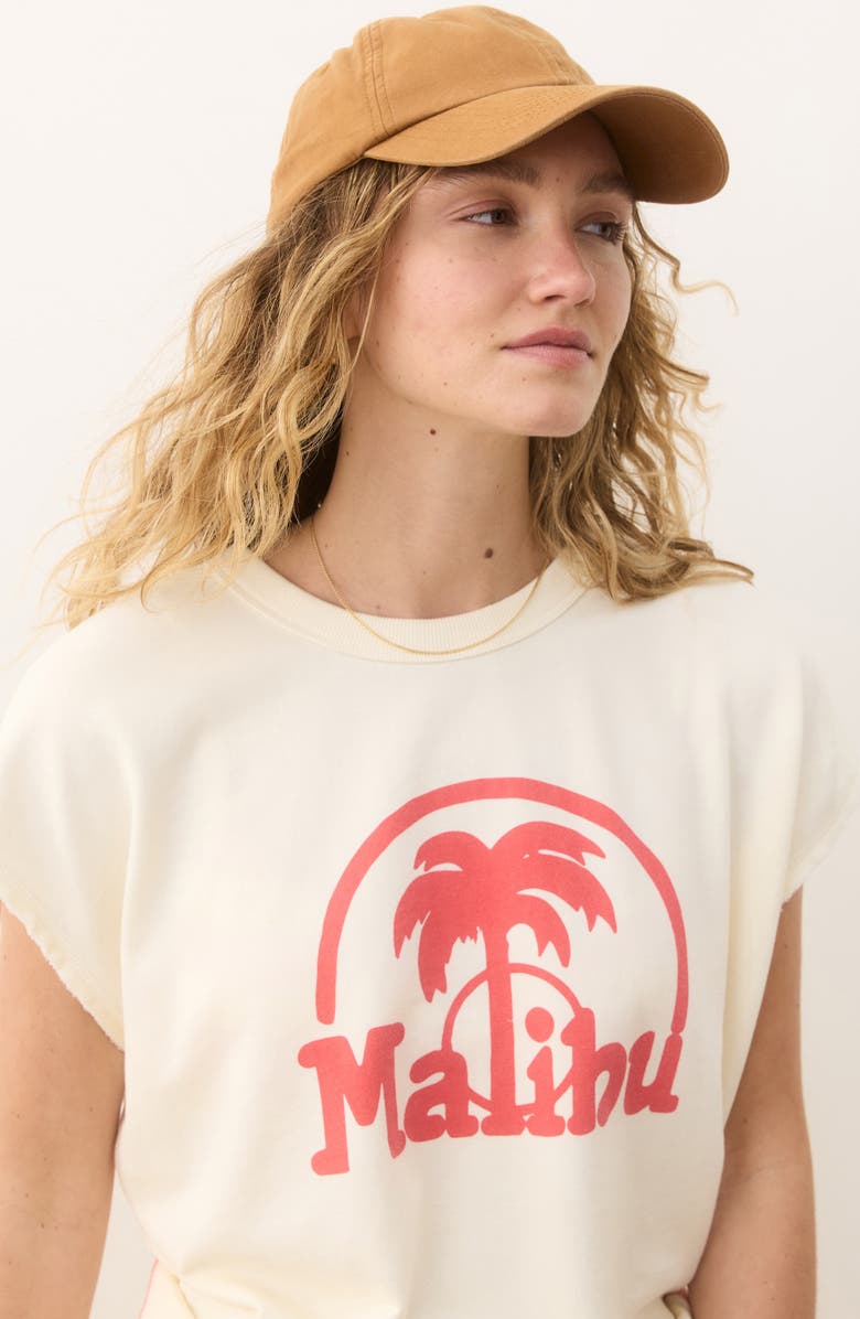 Marine Layer Malibu Cloud 9 Terry Dolman Graphic Top, Alternate, color, Antique White
