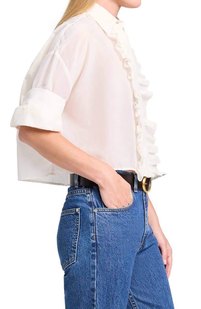 TWP Next Ex Ruffle Crop Shirt, Alternate, color, Ivory