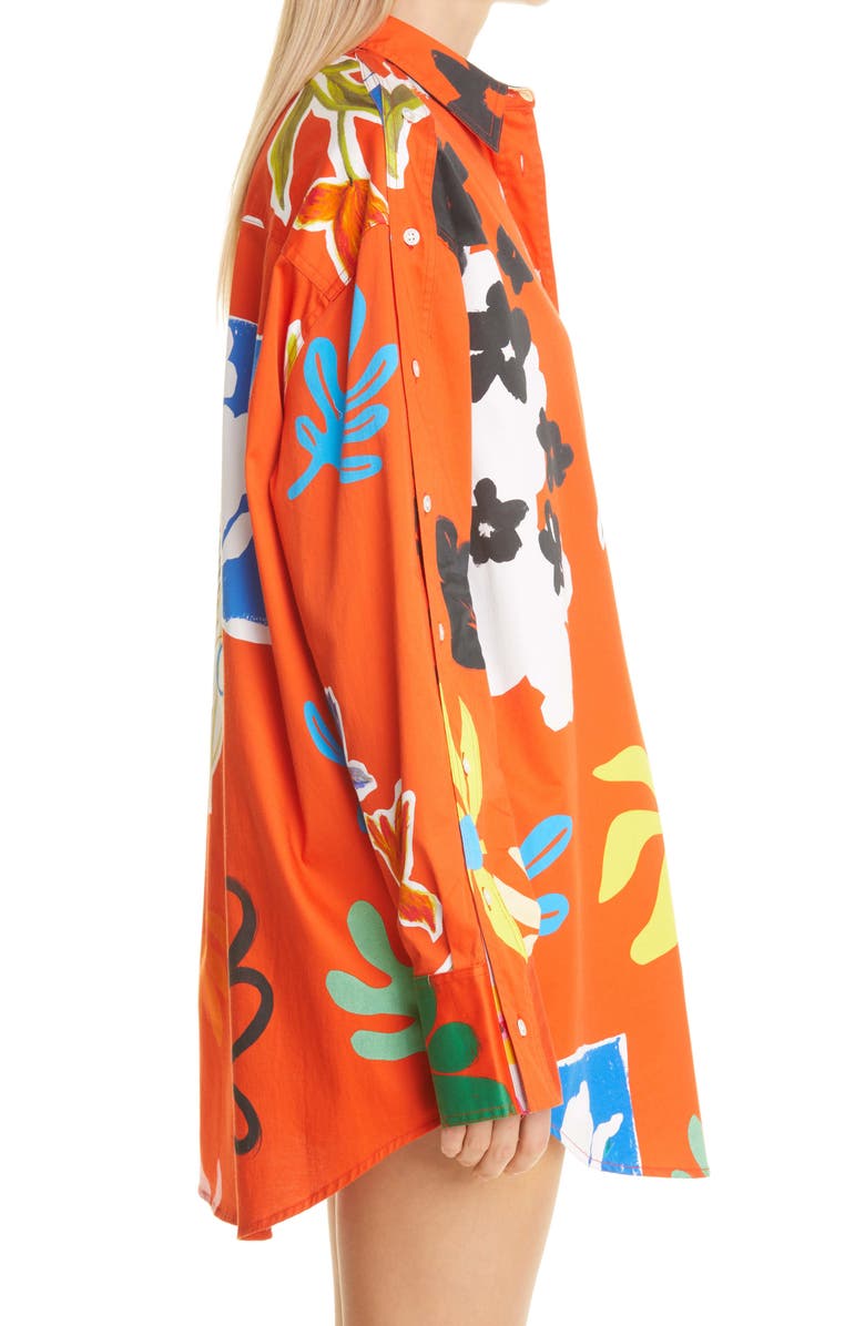 MONSE Floral Oversize Cotton Poplin Shirt, Alternate, color, 