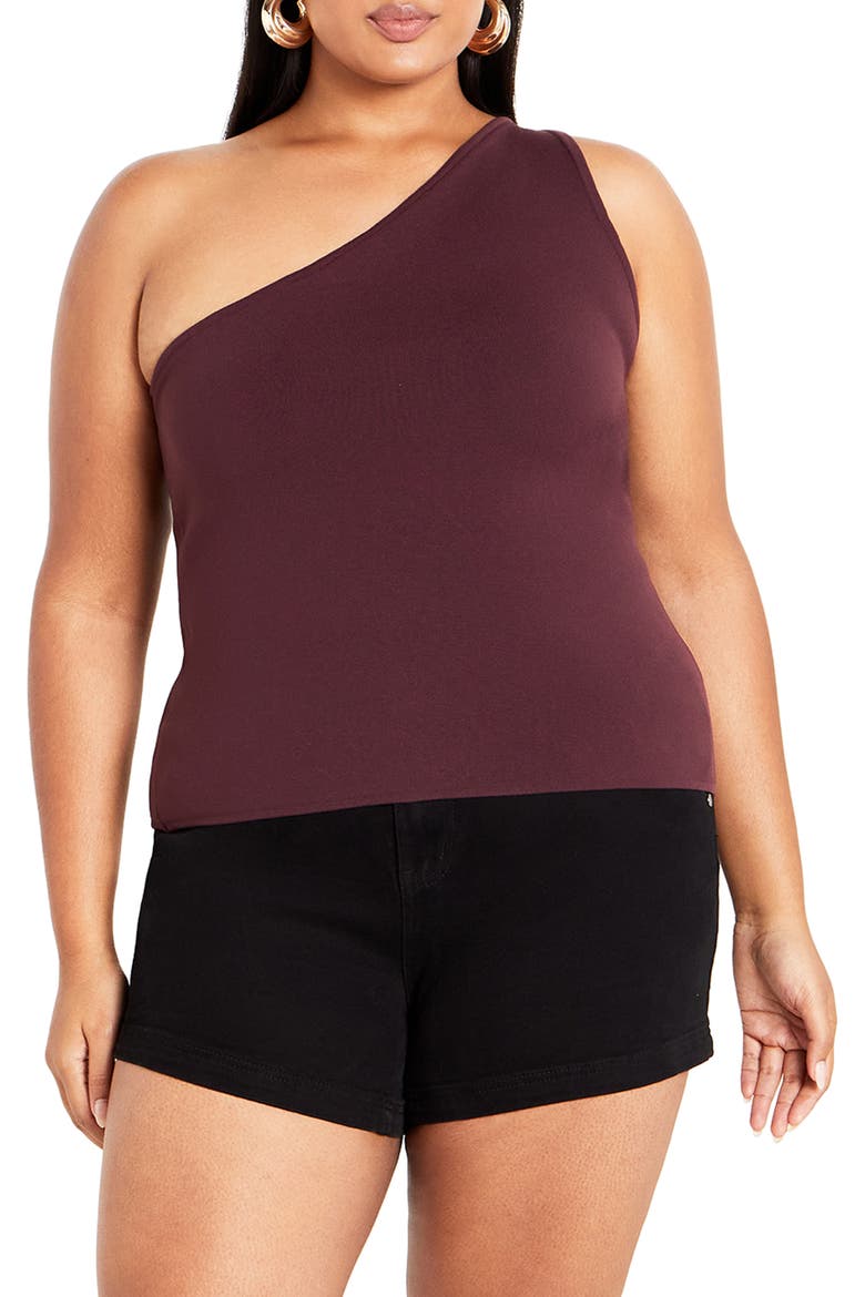 Louisa One-Shoulder Knit Tank, Main, color, CHOCOLATE