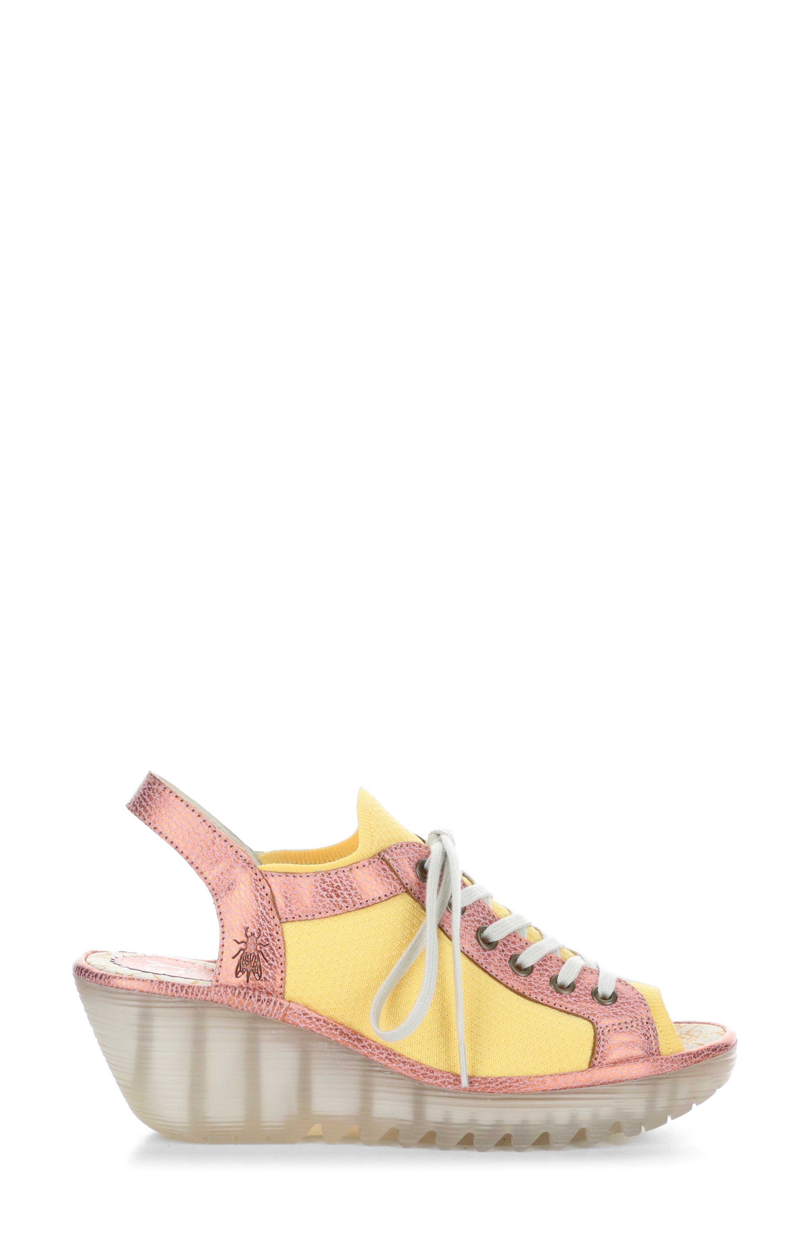Yedu Lace-Up Wedge Sandal, Alternate, color, 015 SALMON LAMAR/ KNIT