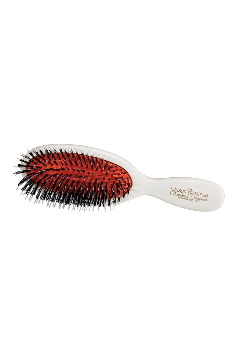Pocket Mixture Nylon & Boar Bristle Brush for Short Coarse to Normal Hair, Main, color, WHITE