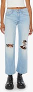 MOTHER The Rambler Flood Ripped Ankle Wide Leg Jeans