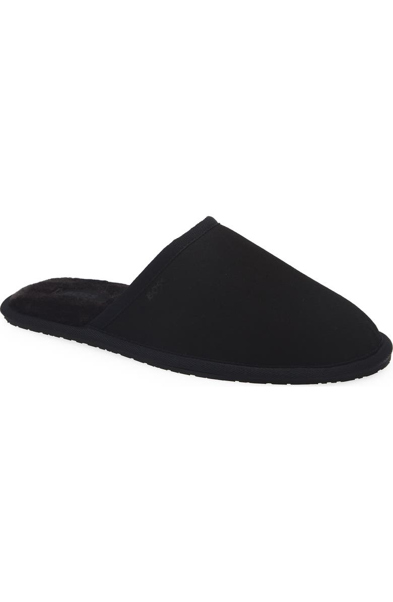BOSS Faux Fur Lined Scuff Slipper, Main, color, Black