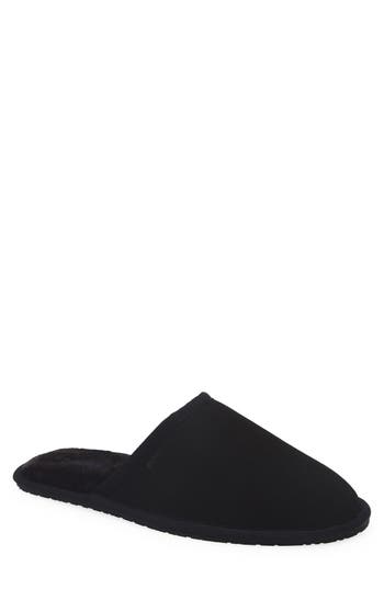 Hugo Boss Boss Faux Fur Lined Scuff Slipper In Black