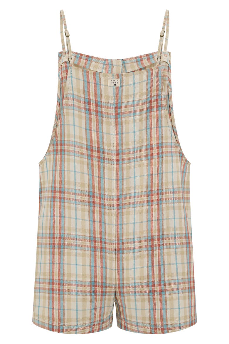 Kids' Wave Watch Jr. Plaid Cotton Blend Romper, Alternate, color, WHITECAP