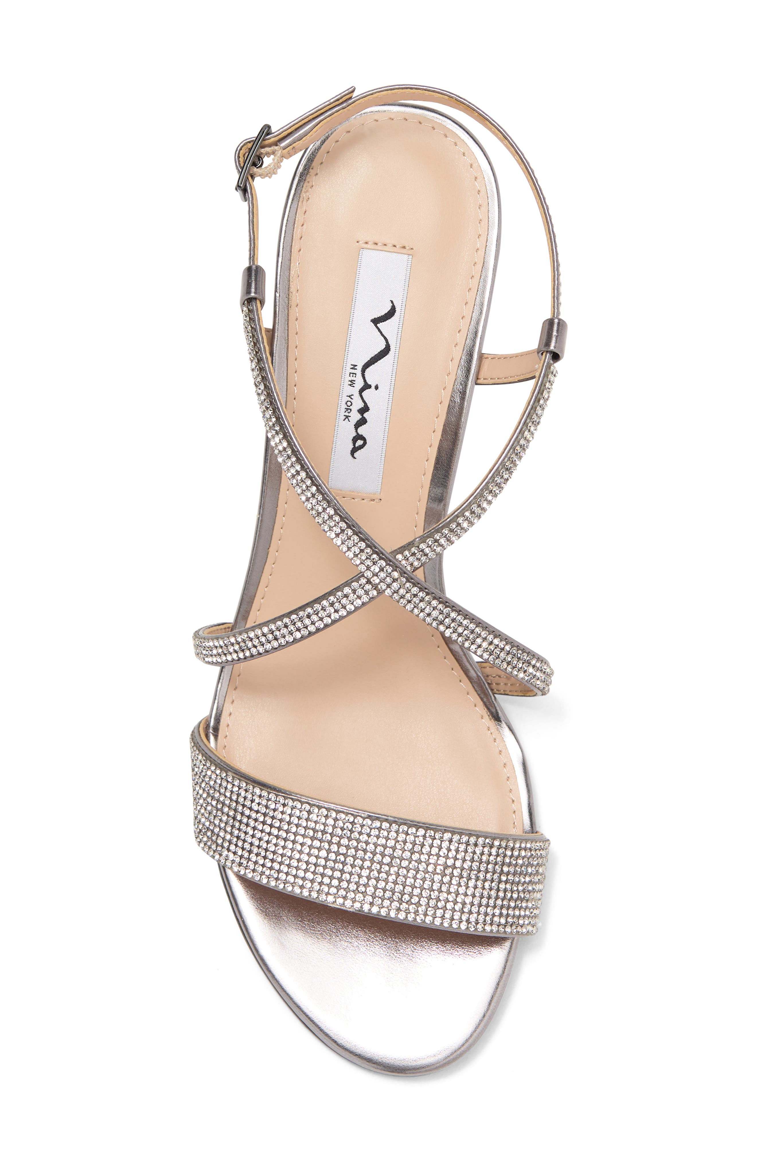 Nina Rhinestone Strappy Wedge Sandal, Alternate, color, 
