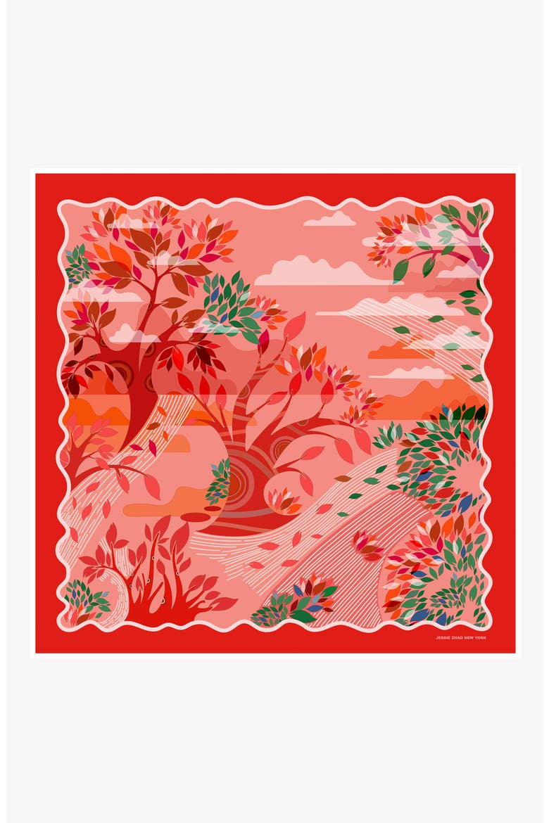 Double Sided Silk Scarf Crossing Red, Main, color, Red