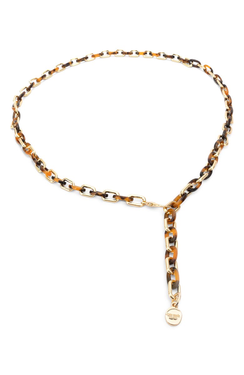 Kate Spade New York tortoiseshell & chain link belt, Main, color, Polished Gold