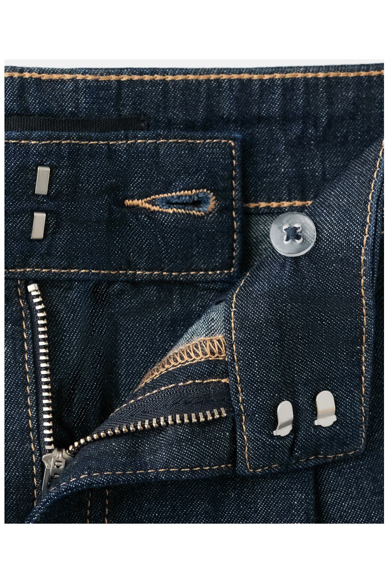 Pleated Cotton & Linen Denim Bermuda Shorts, Alternate, color, OPEN BLUE