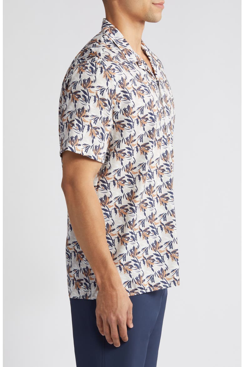 Foliage Print Short Sleeve Cotton & Modal Camp Shirt, Alternate, color, IVORY
