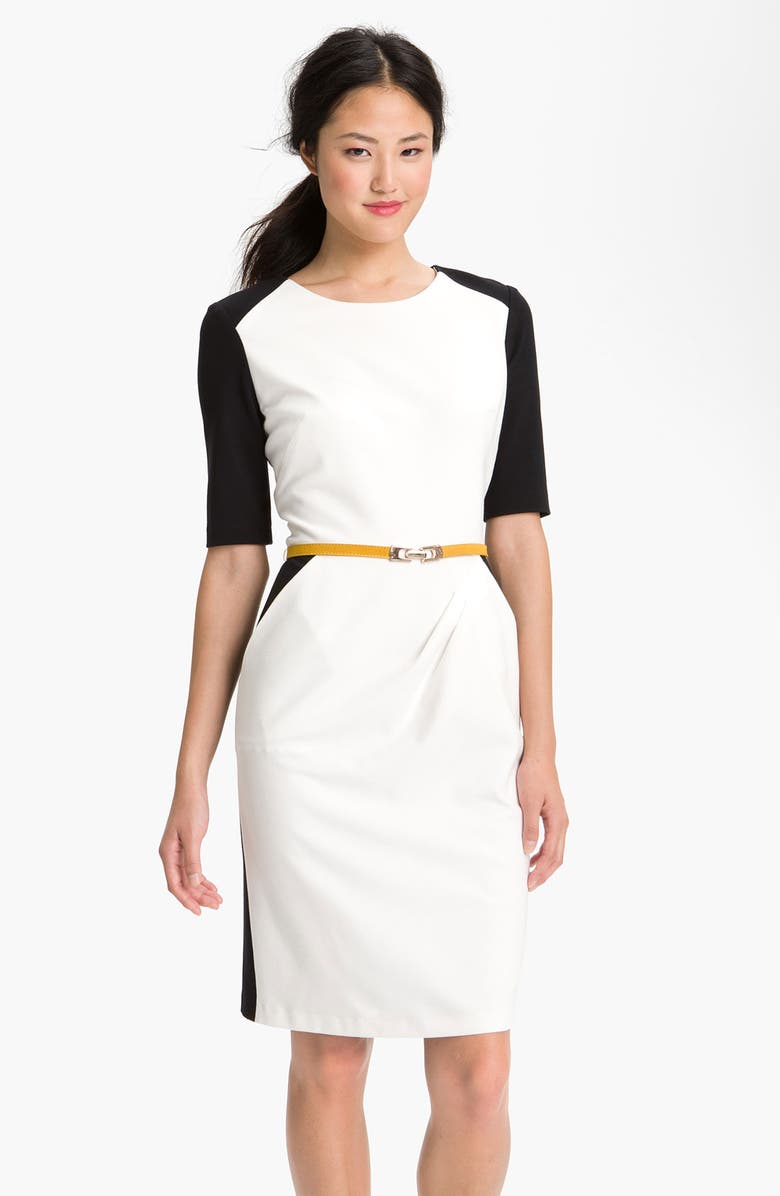 Suzi Chin for Maggy Boutique Belted Colorblock Sheath Dress, Main, color,