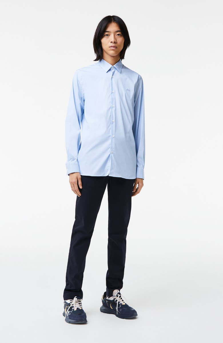 Lacoste Stripe Poplin Button-Up Shirt, Alternate, color, 