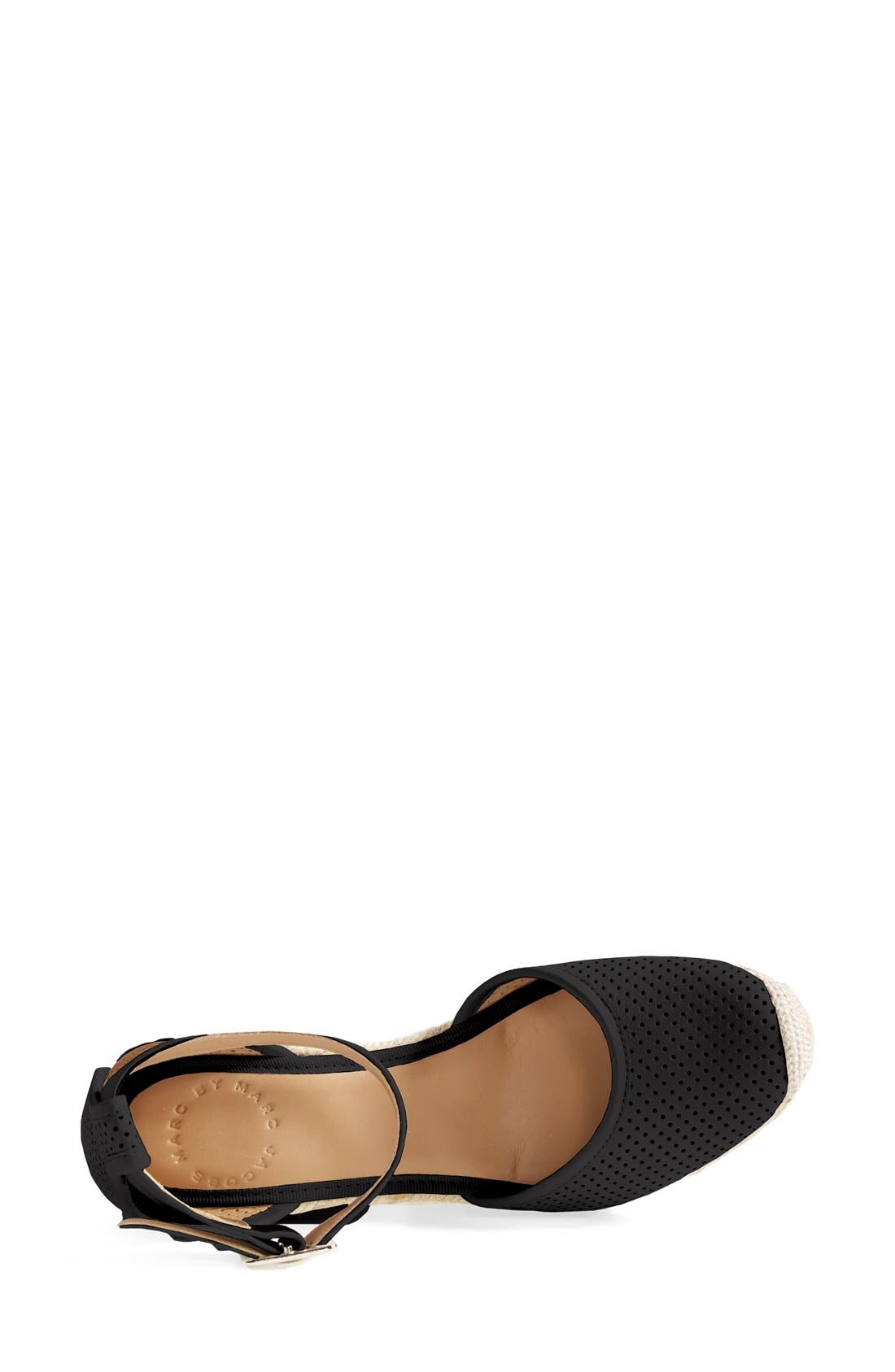 MARC BY MARC JACOBS 'Summer Breeze' Lambskin Leather Espadrille Wedge Sandal, Alternate, color, BLACK
