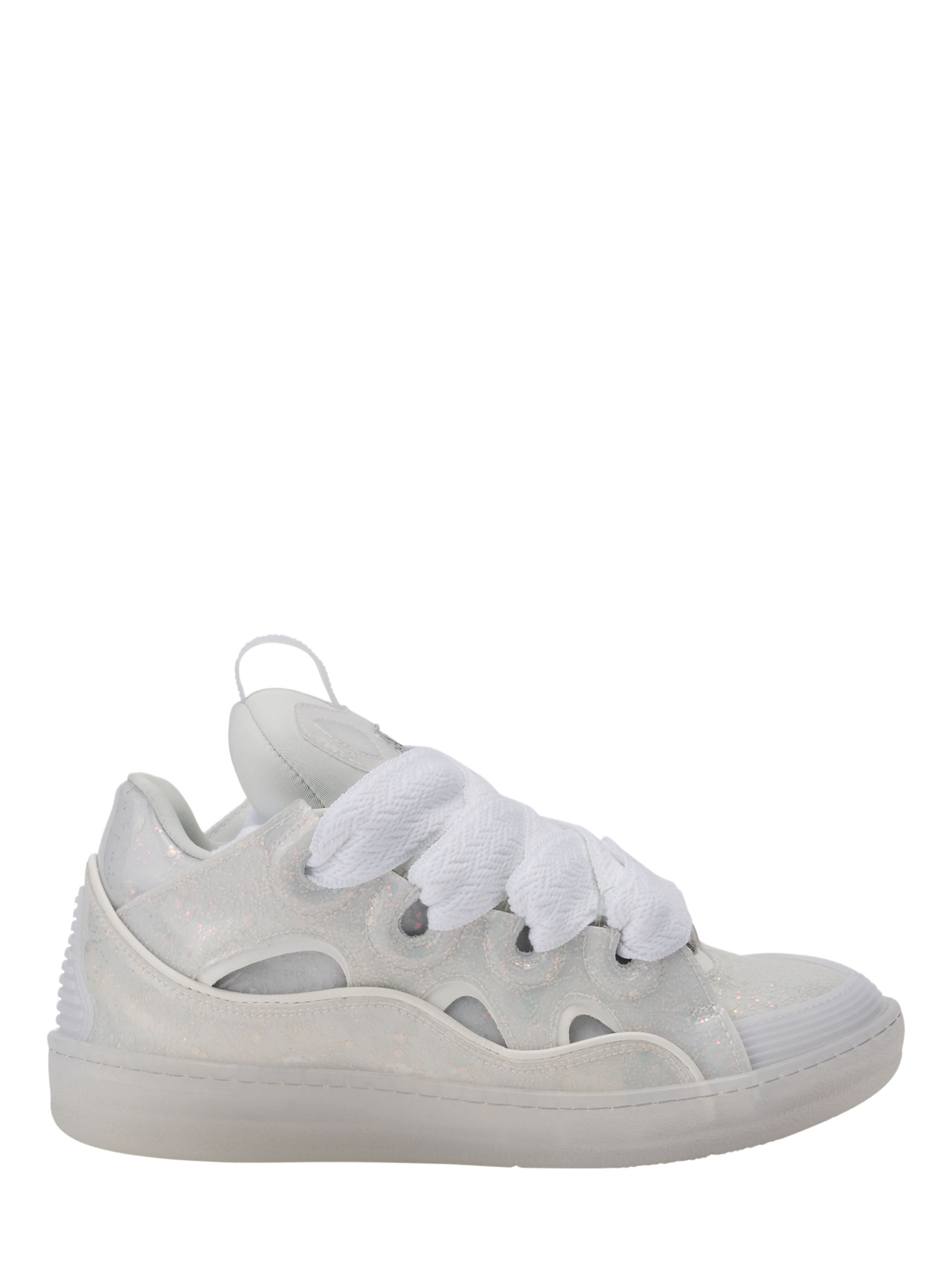 Lanvin Leather Curb Sneakers With Glitter Effect, Main, color, 
