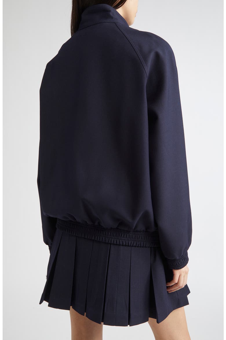 Tucker Logo Stitch Pleated Wool & Silk Zip Jacket, Alternate, color, NAVY BLUE
