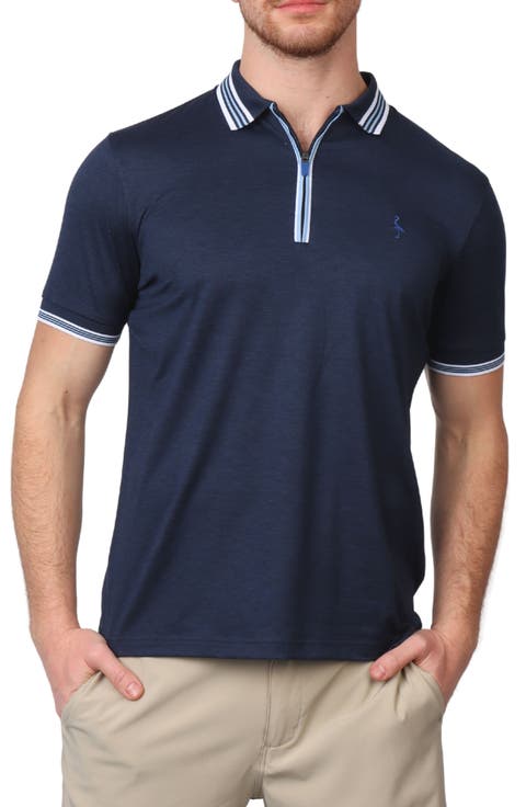 Solid Perforated Performance Quarter Zip Polo