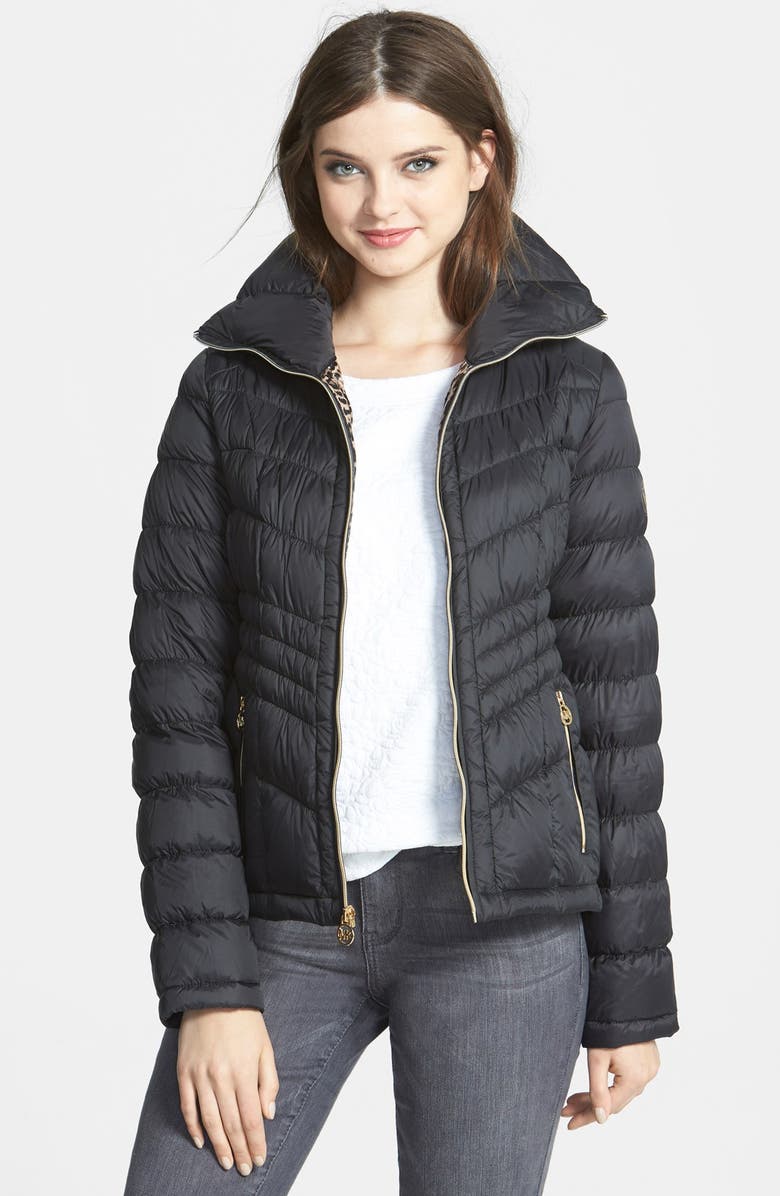 MICHAEL Michael Kors Packable Short Ruched Down Jacket, Main, color, 