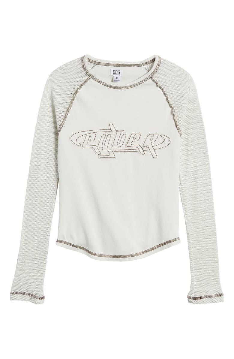 BDG Urban Outfitters Cyber Mesh Raglan Sleeve Cotton Top, Alternate, color,