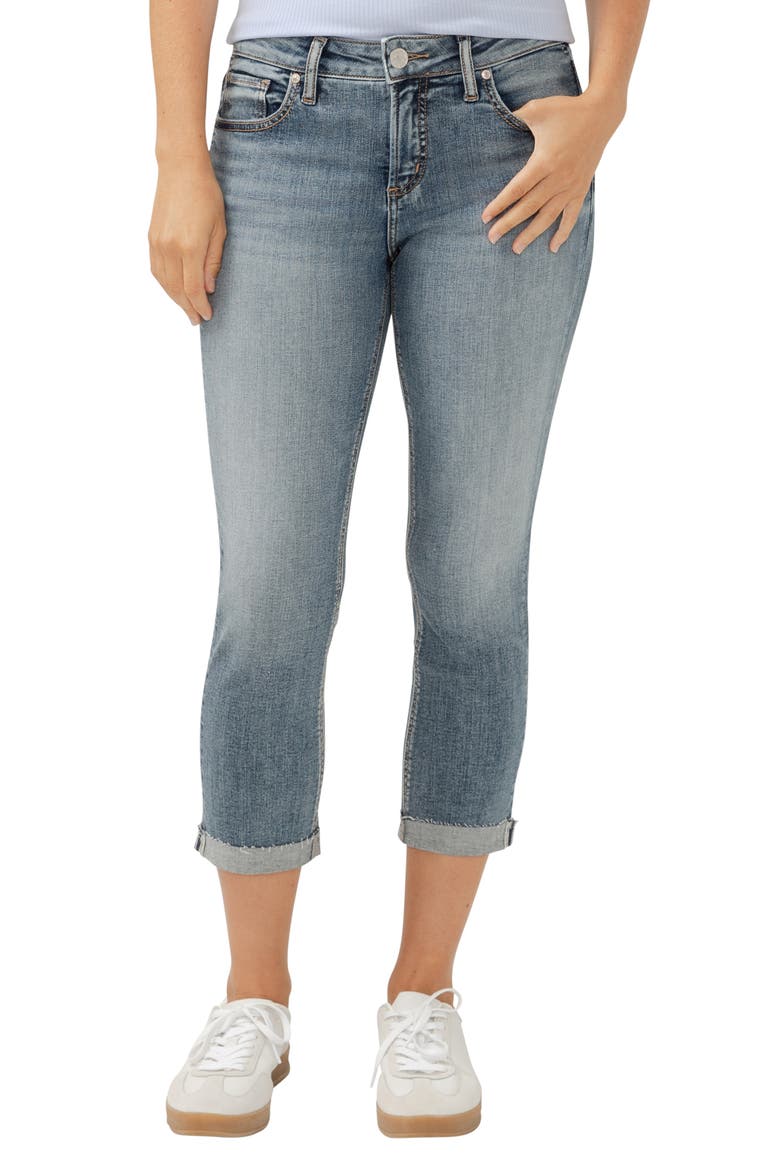 Elyse Curvy Mid Rise Capri Jeans, Alternate, color, INDIGO