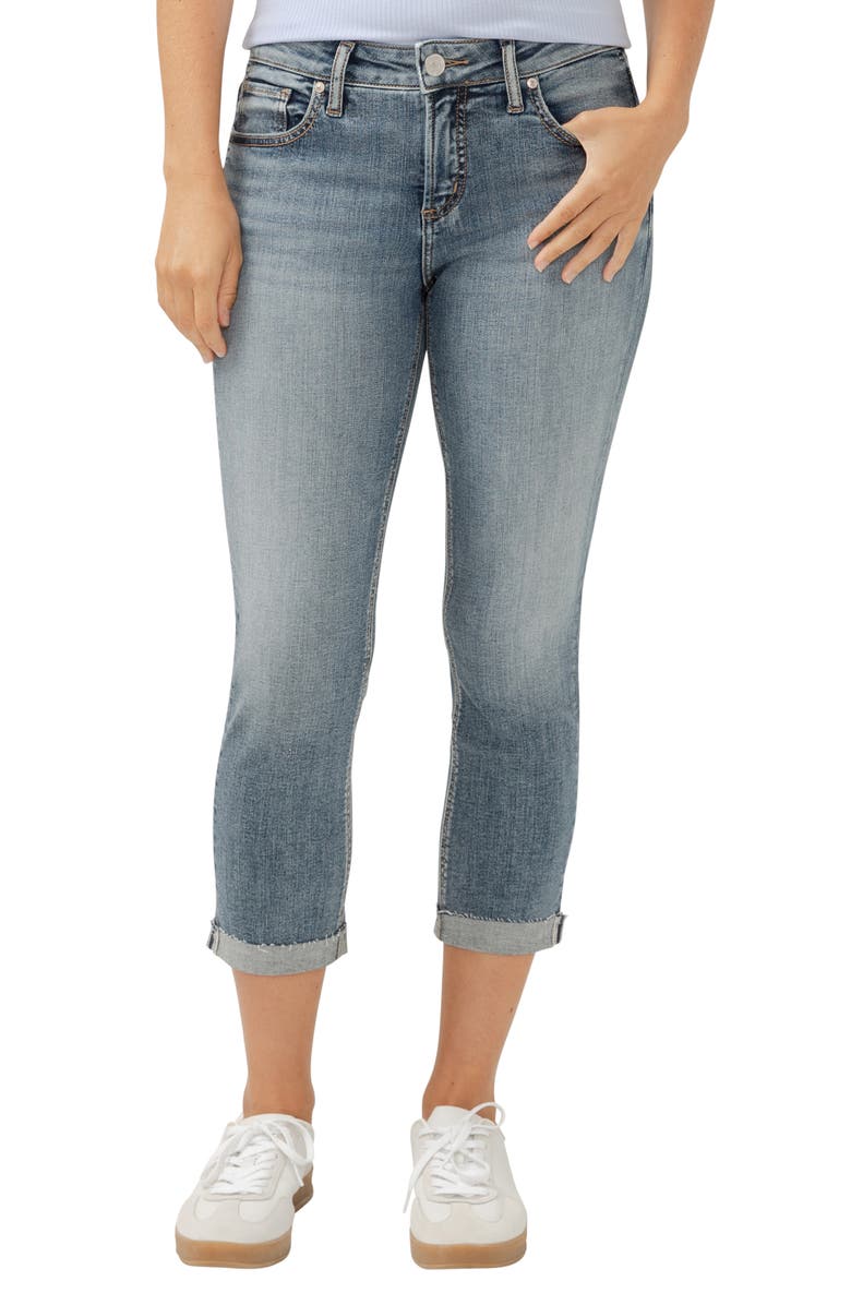 Silver Jeans Co. Elyse Curvy Mid Rise Capri Jeans, Alternate, color, Indigo