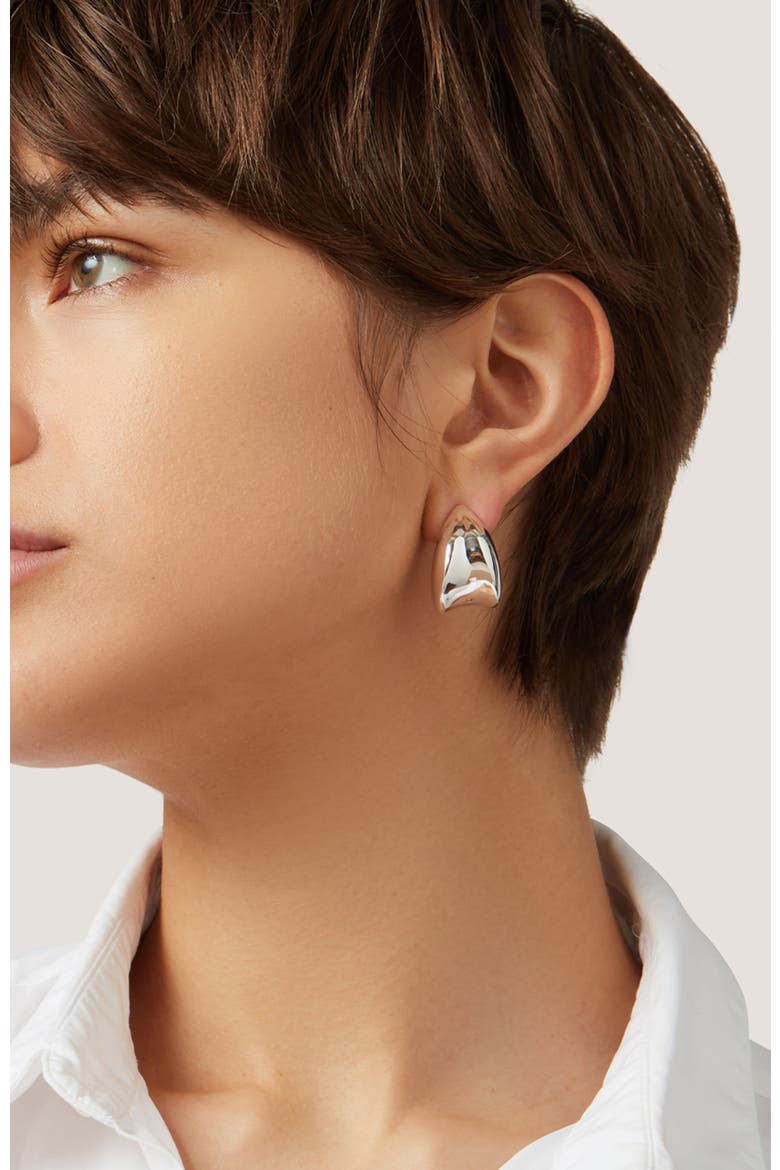 Nouveaux Puff Earrings, Alternate, color, HIGH POLISH SILVER
