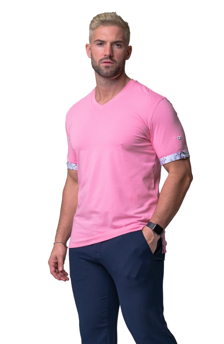 Maceoo Vivaldi Solid Trip Pink V-Neck T-Shirt, Alternate, color, Pink