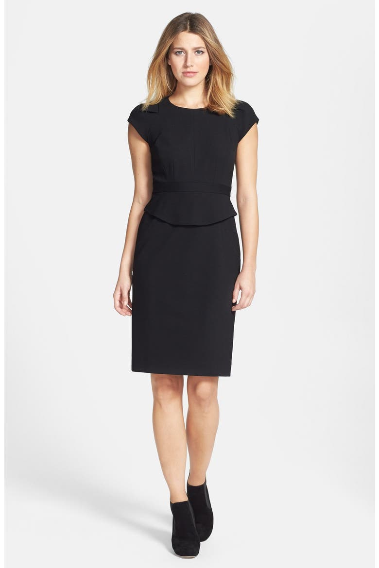 Structured Ponte Knit Sheath Dress, Alternate, color, BLACK