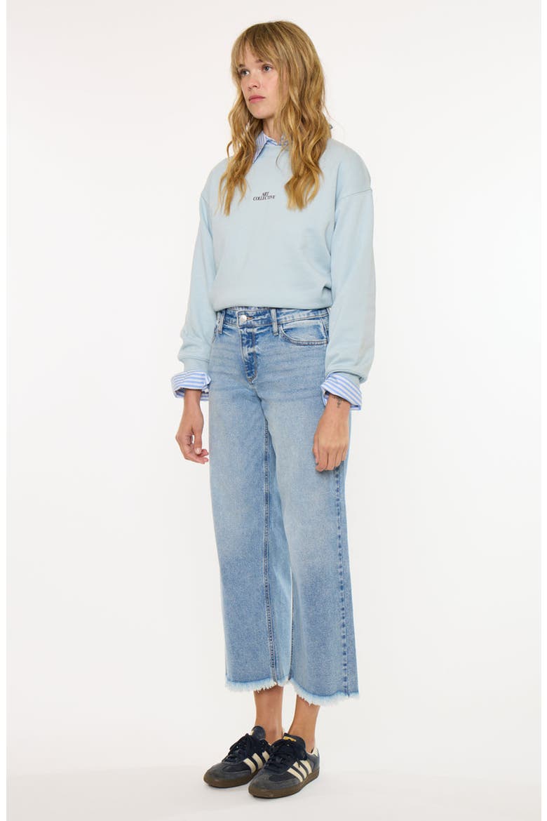 Mal Essentials Mid Rise Cropped Wide Leg Jeans, Alternate, color, Light Wash