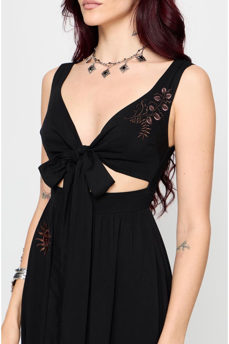 Mireth Embroidered Wrap Front Midi Dress, Alternate, color, Black