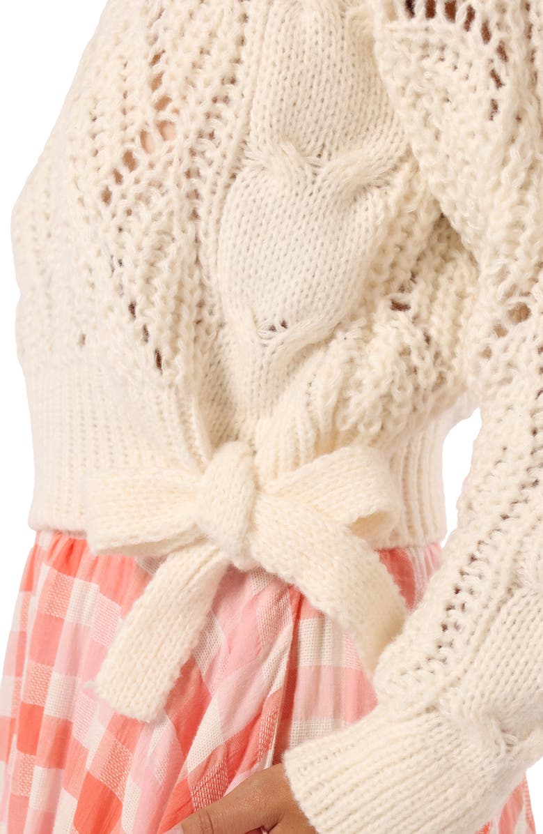 Petal & Pup Birdie Open Stitch Side Tie Sweater, Alternate, color, Cream
