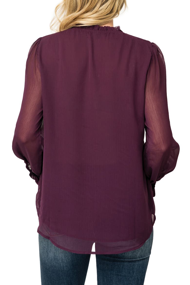 Embroidered Button-Up Top, Alternate, color, DEEP PLUM