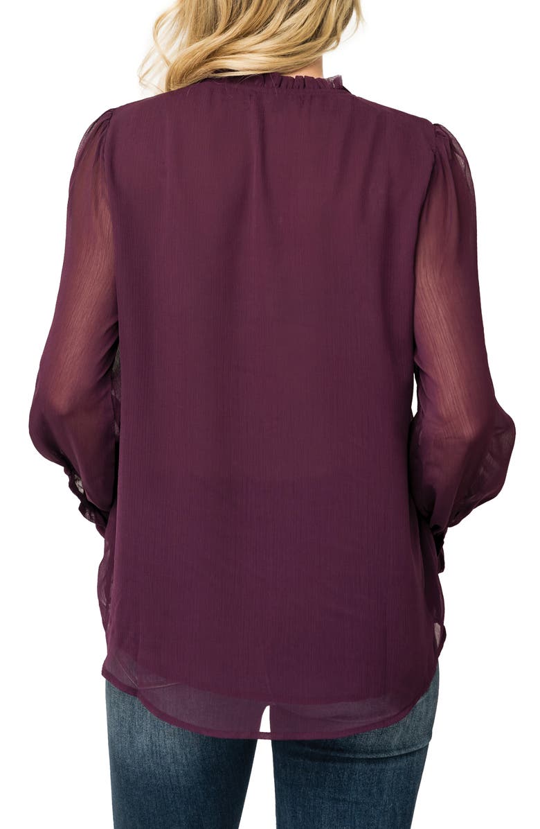 GIBSONLOOK Embroidered Button-Up Top, Alternate, color, Deep Plum
