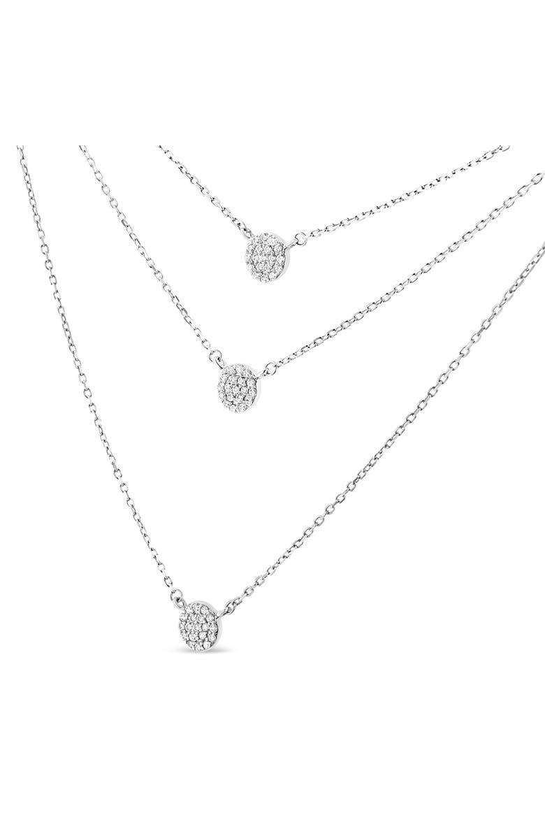 Haus of Brilliance Silver 1/2 Cttw Round Diamond Medallion Multi-Strand Tri Pendant 18" Necklace, Alternate, color, White