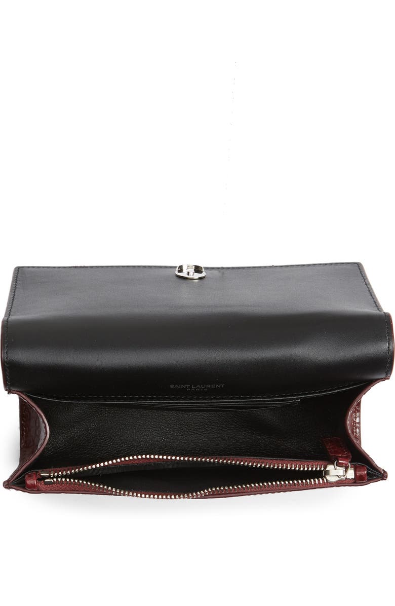 Saint Laurent Kate Croc-Embossed Leather Belt Bag, Alternate, color,